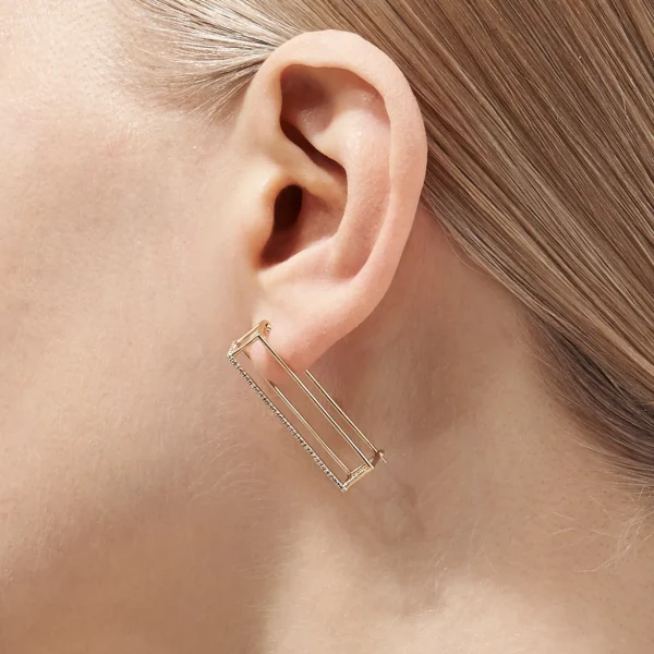Diamond Rectangle Earring 30^Shihara Sale