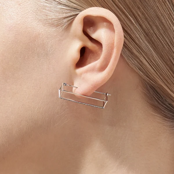 Diamond Rectangle Earring 30^Shihara Sale